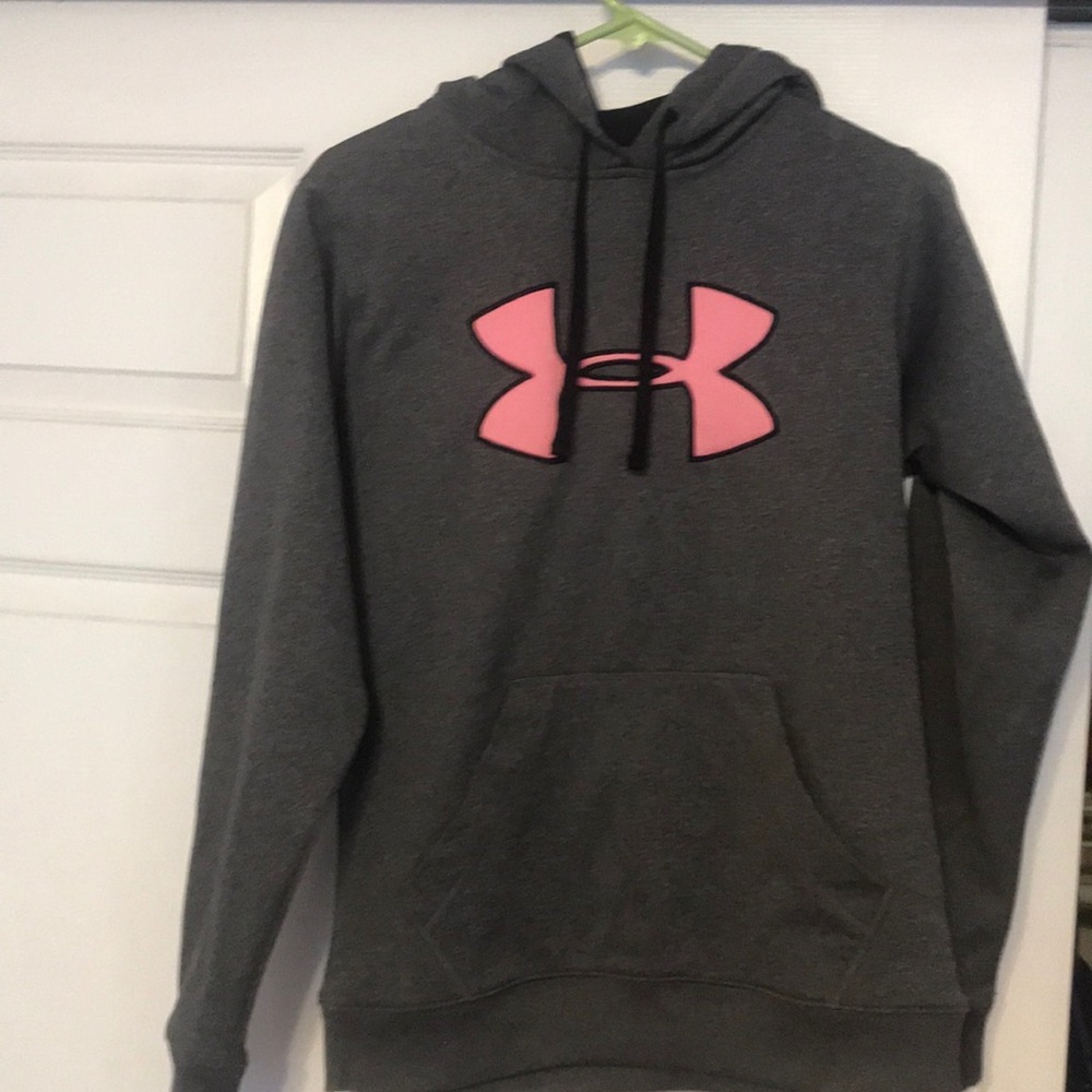 Grey and pink Under Armour hoodie